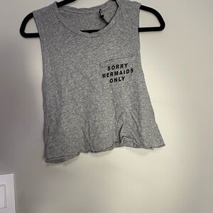 Forever 21 Gray Crop Top with Fun Print